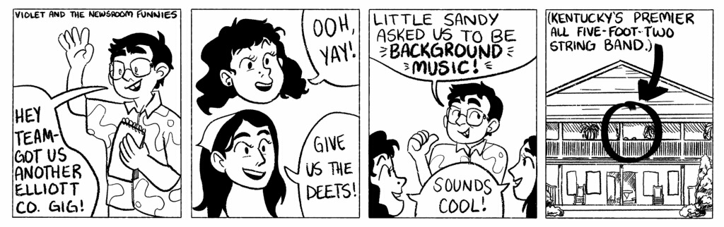  A black and white ''funnies'' comic by Clay Wallace.